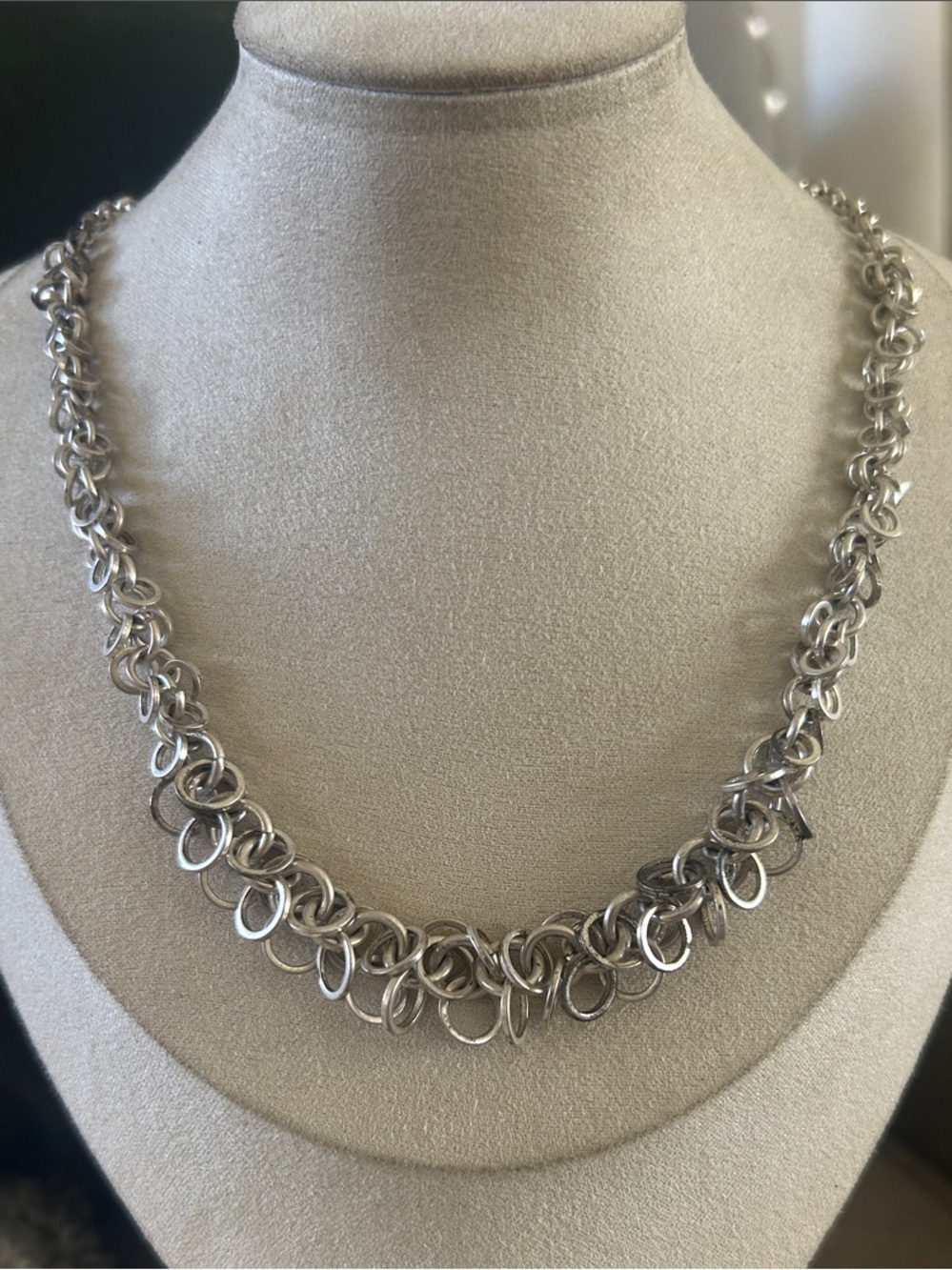 Avon Silver Loop Cluster Necklace